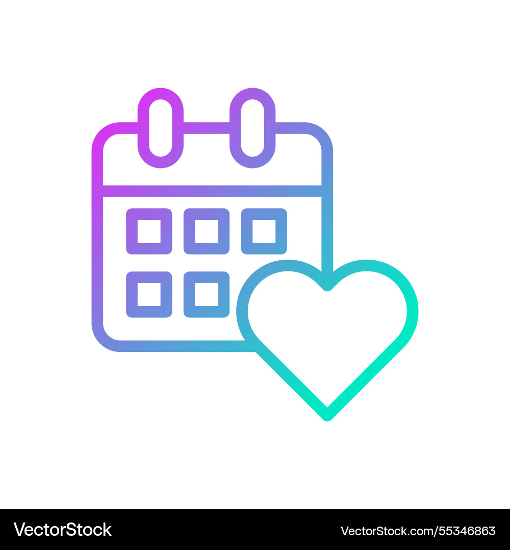 Gradient calendar with heart for important dates Vector Image