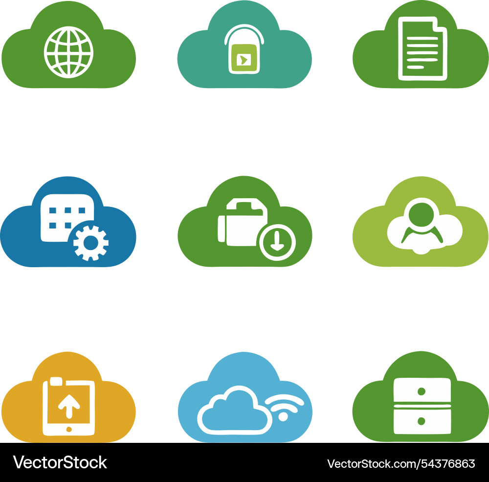 Set of cloud computing icons Set of cloud computing icons vector image