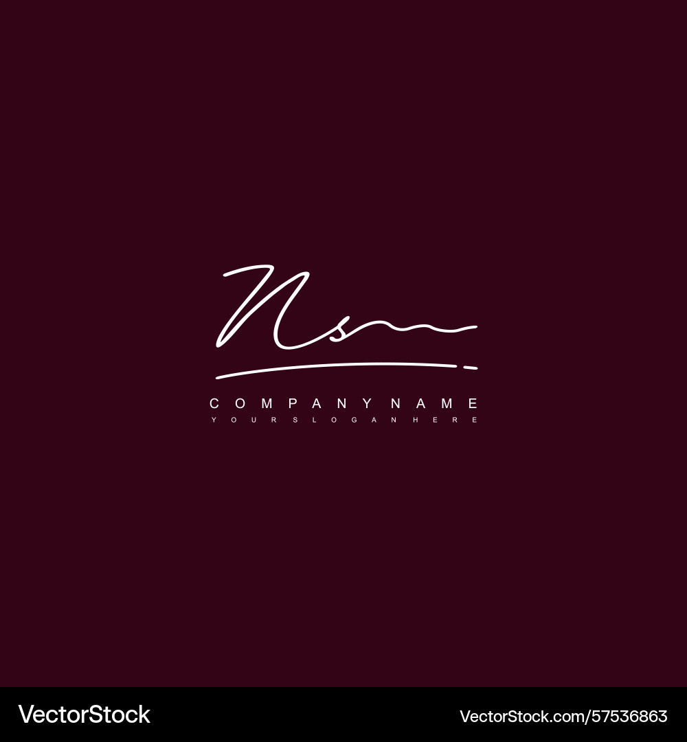 Signature style ns initial logos initials logo Signature style ns initial logos initials logo Vector Image
