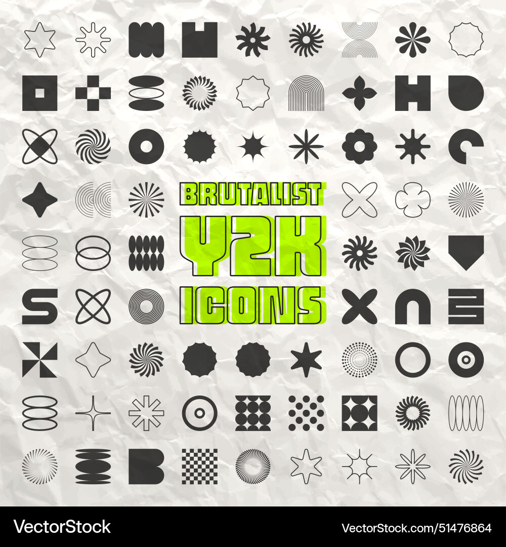 Brutalist geometric shapes symbols simple Brutalist geometric shapes symbols simple Vector Image