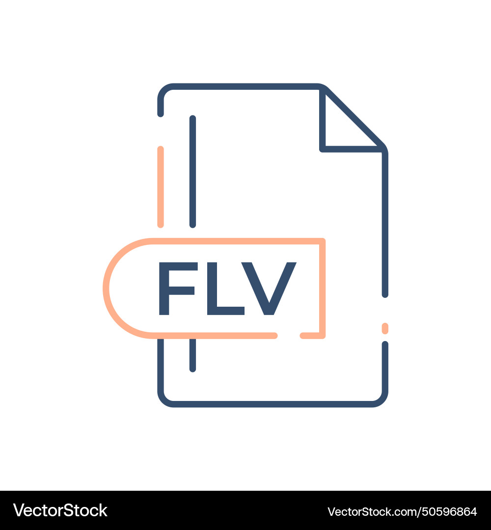 Flv file format icon extension line vector image