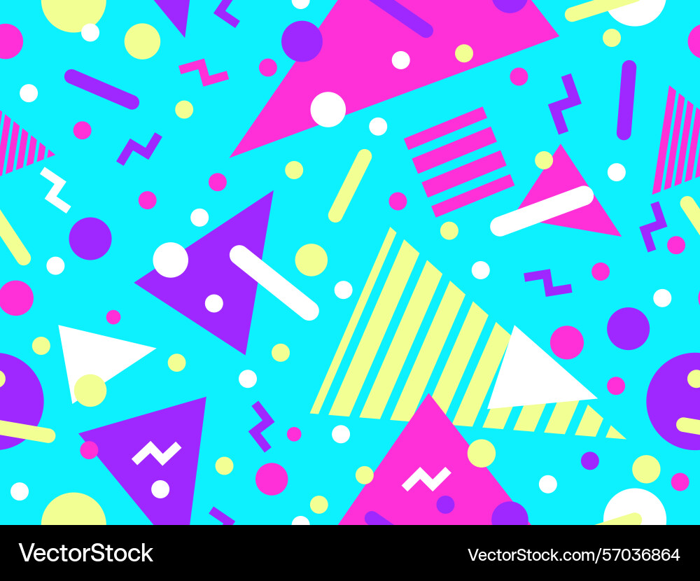 Geometric seamless pattern with memphis elements vector image