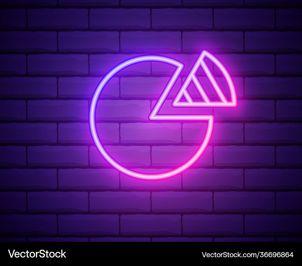 Graph and pie chart neon icon glowing graphic Graph and pie chart neon icon glowing graphic vector image