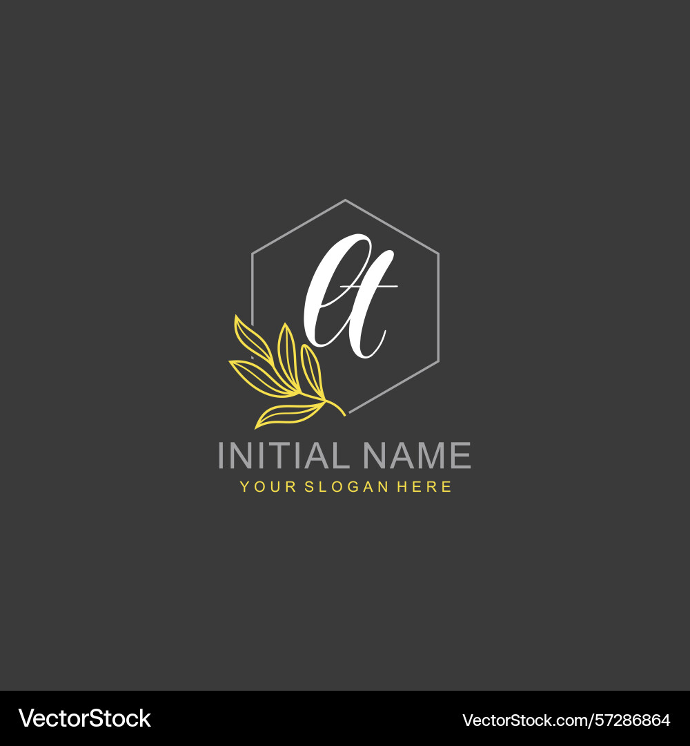 Lt initial logo templates with botanical elements Vector Image