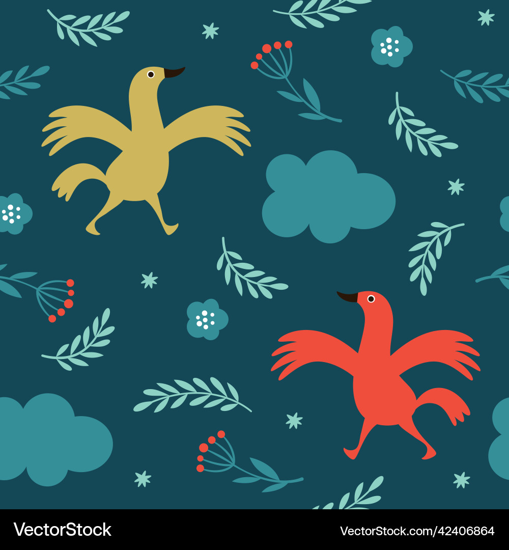 Seamless pattern with color birds Vector Image