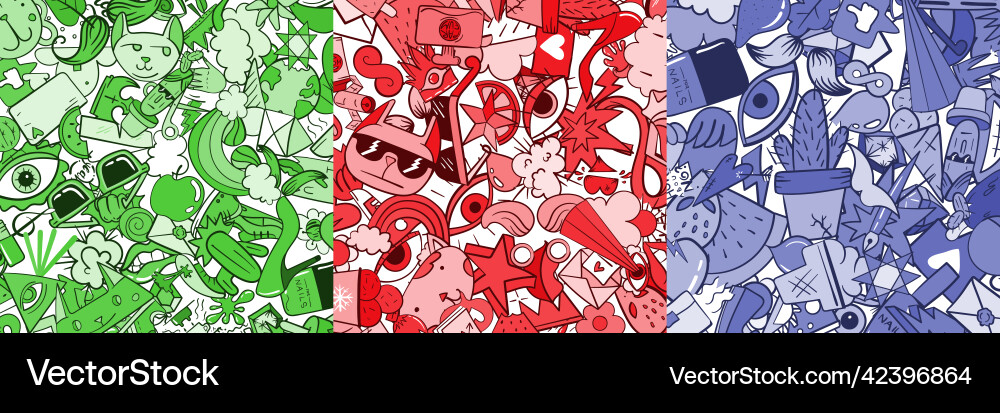 Set of three random elements background including Set of three random elements background including Vector Image