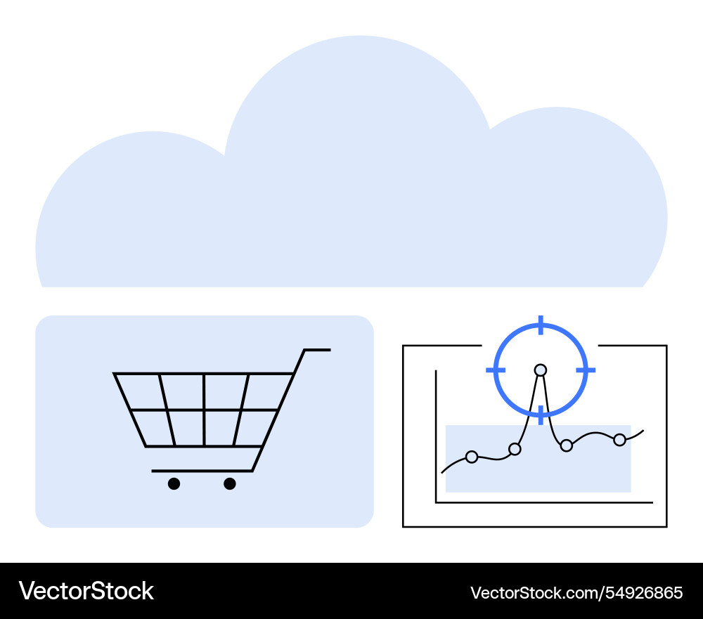 Cloud computing with e-commerce cart and data Cloud computing with e-commerce cart and data vector image