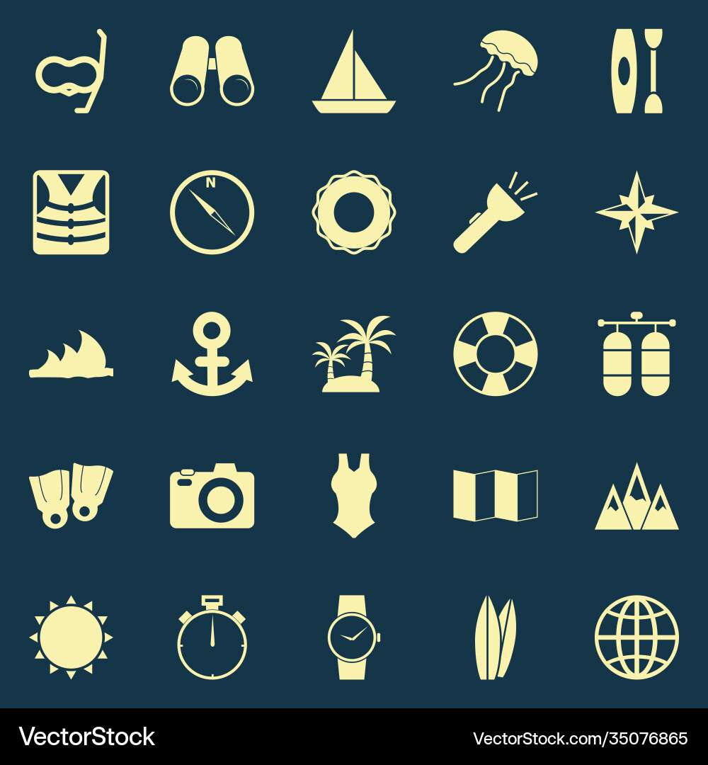 Diving color icons on blue background vector image