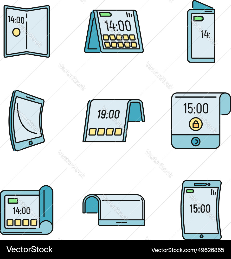 Modern flexible display icons set color Vector Image