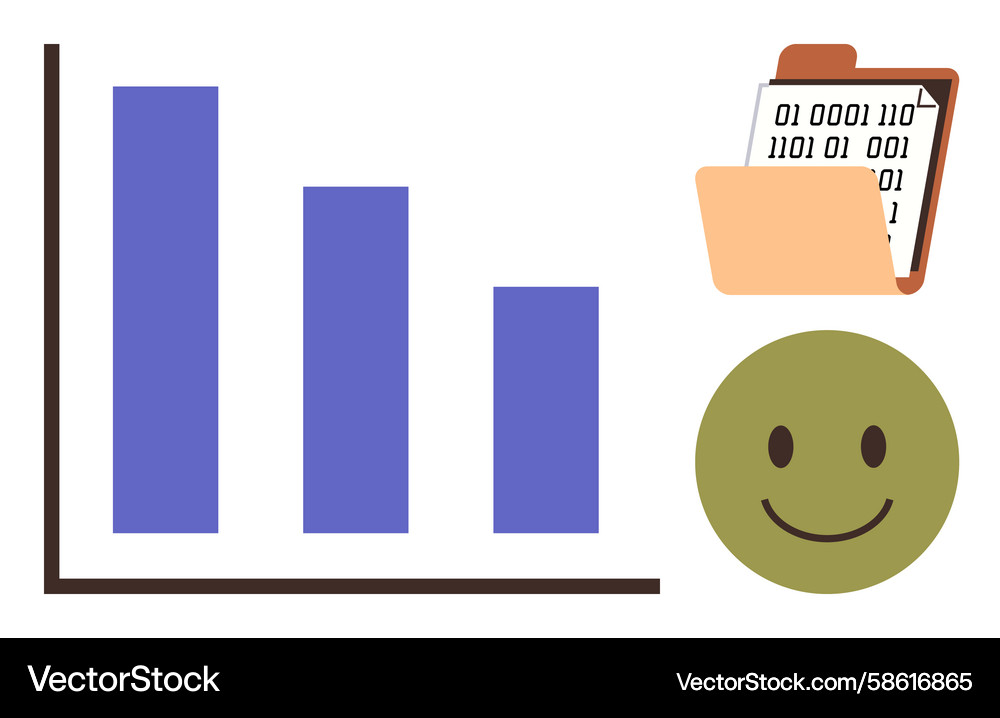Simplified data analysis with bar chart happy Simplified data analysis with bar chart happy Vector Image