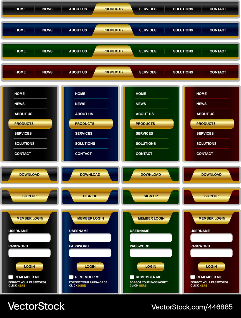 Website UI Elemente - Golden Effect Vektorbild