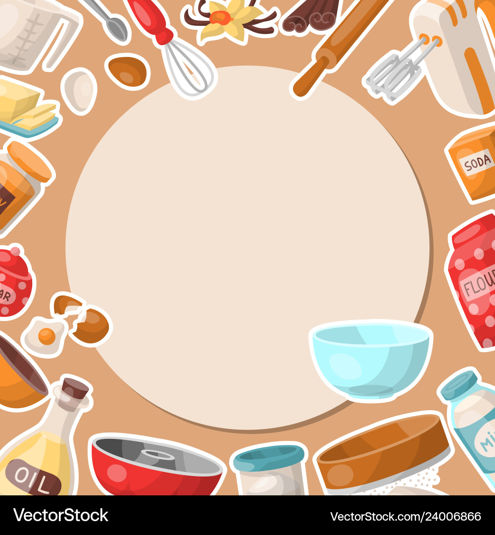 Baking Tools Round Pattern vector image
