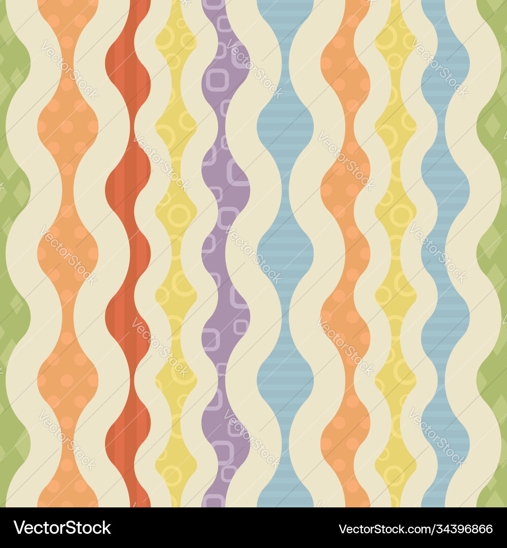 Bright retro seamless pattern with various shapes Bright retro seamless pattern with various shapes Vector Image