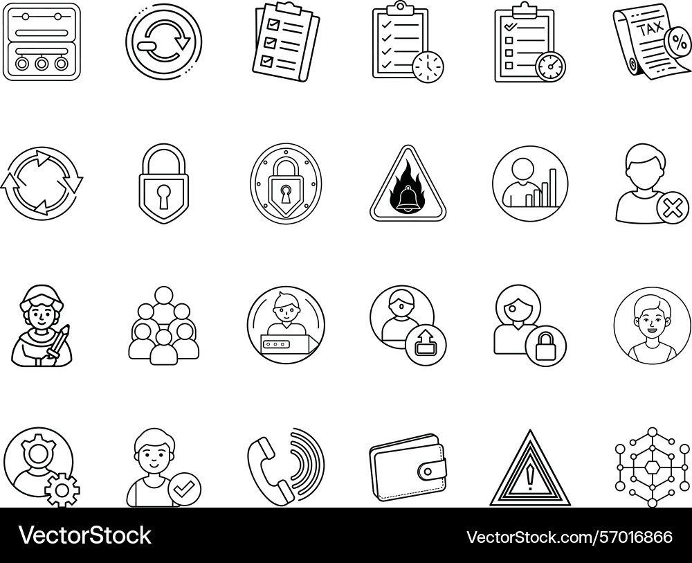 Collection of minimalist line icons representing Vector Image