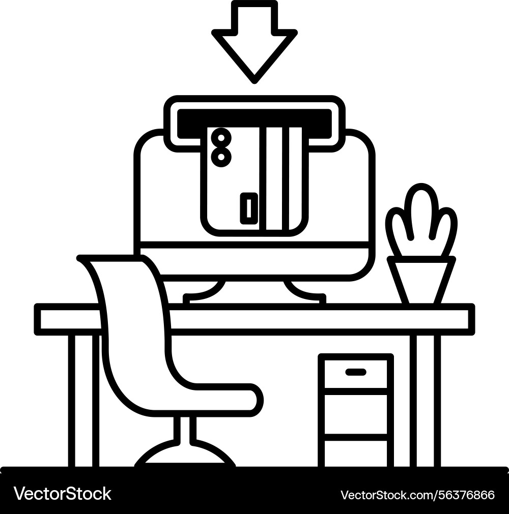 Computer monitor with a credit card inserted Computer monitor with a credit card inserted vector image