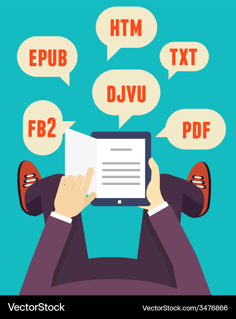 Flat mobile reader with different formats vector image