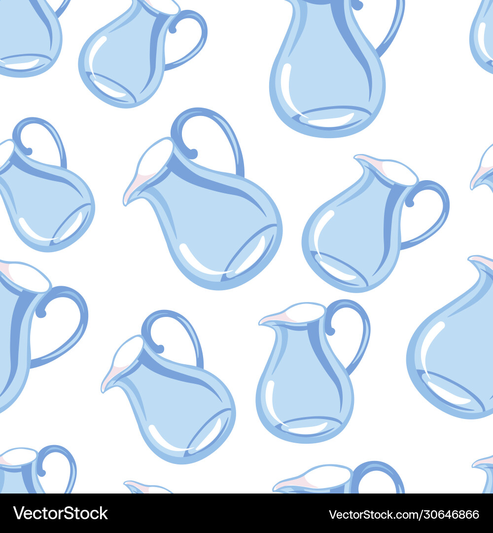 Glass pitcher with handle tableware container Glass pitcher with handle tableware container vector image