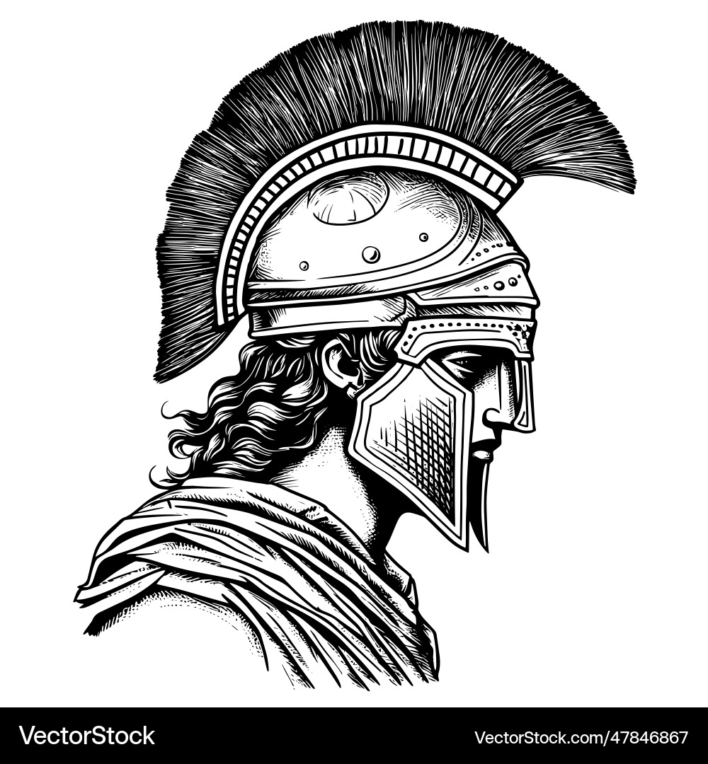 Ancient Greek Warrior Helmet Portrait – Free Vector | VectorStock, image size:1000x1080