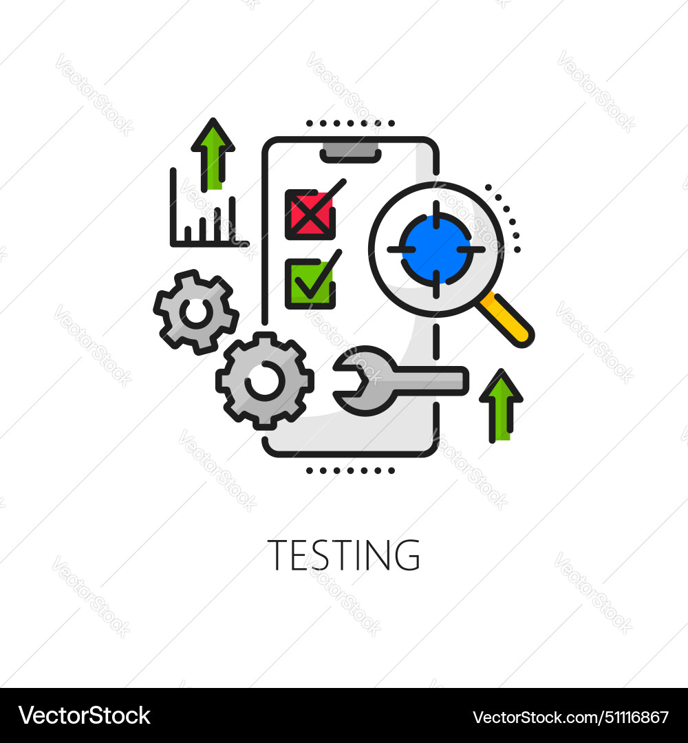 App develop and testing software coding icon App develop and testing software coding icon vector image