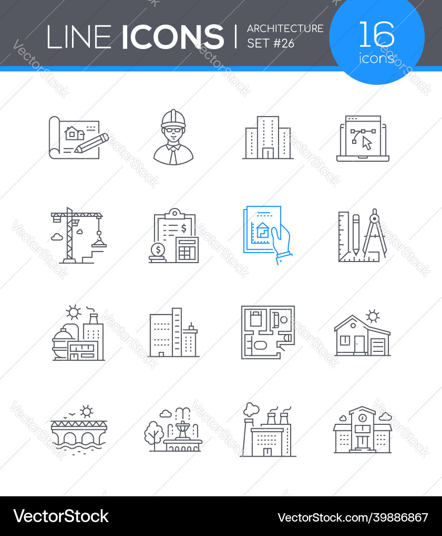 Architecture and construction - line design style Architecture and construction - line design style vector image