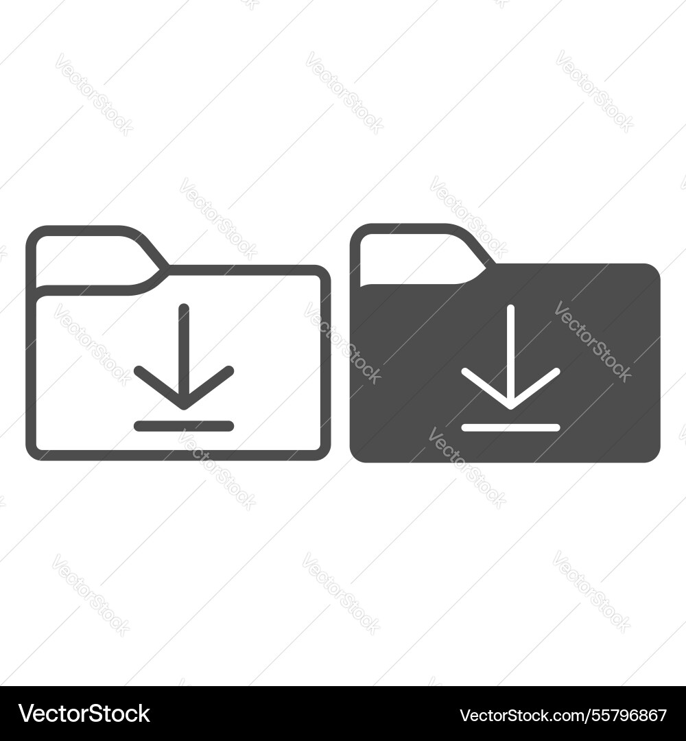 Downloads folder line and solid icon windows pack Downloads folder line and solid icon windows pack Vector Image