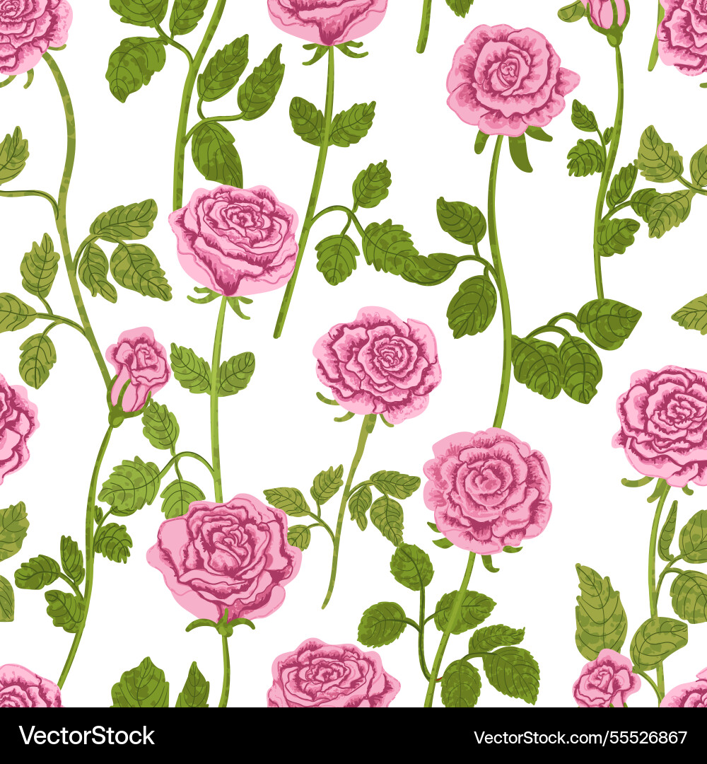 Floral seamless pattern with of pink roses Floral seamless pattern with of pink roses vector image