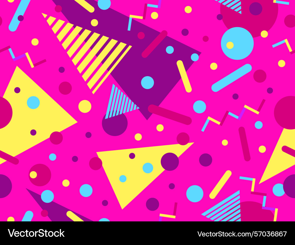Geometric seamless pattern with memphis elements Vector Image