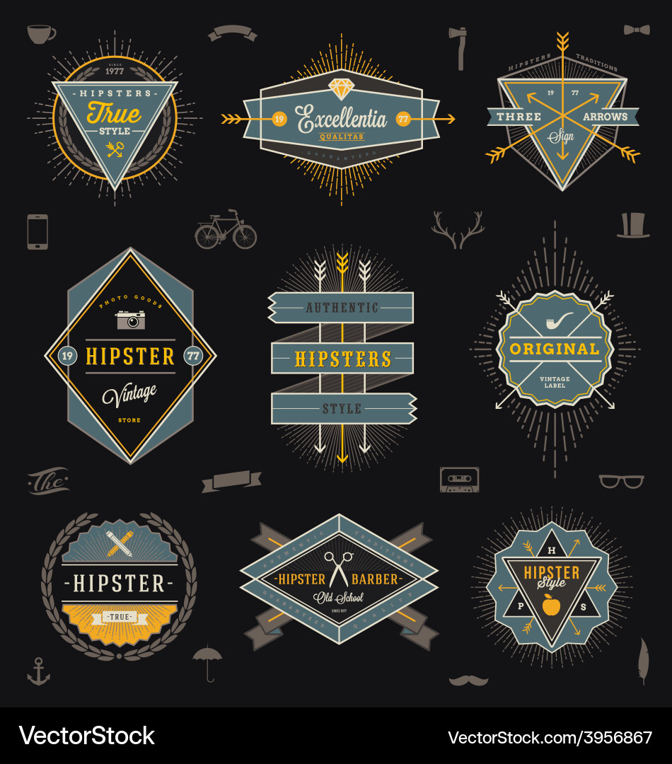 Hipster Retro Labels & Signs vector image