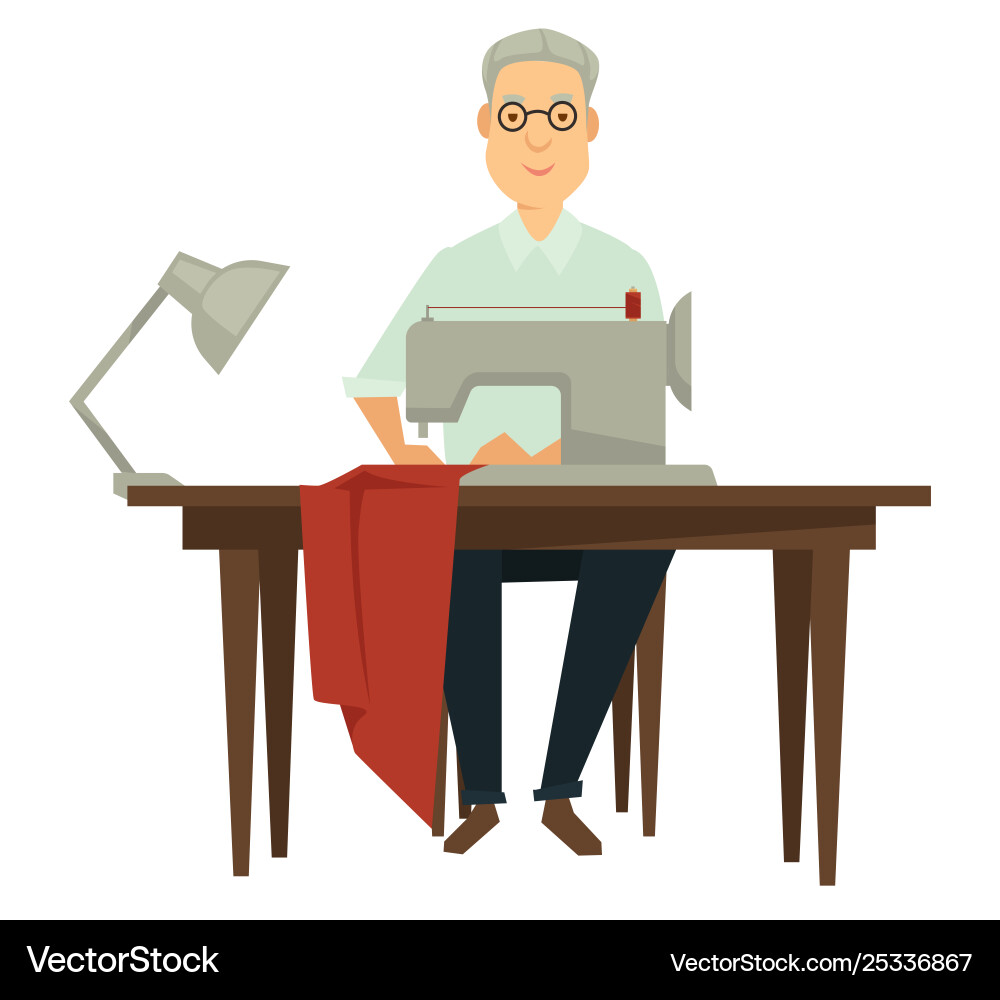 Maßarbeit mit Nähmaschine Vektorbild