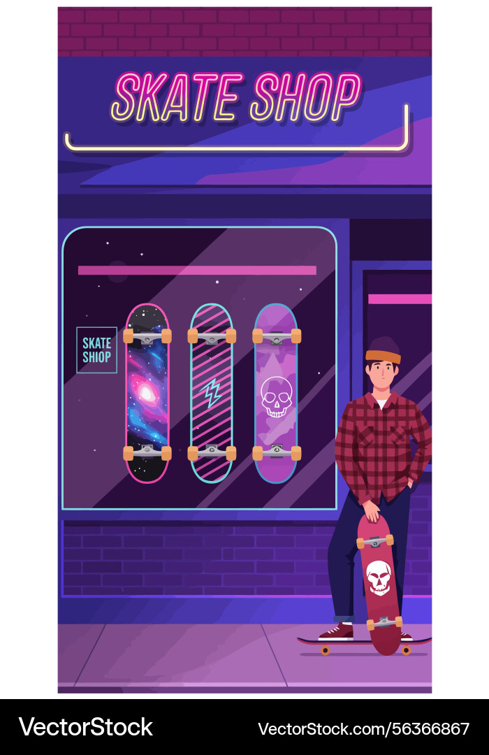 Man standing with skateboard in front vector image