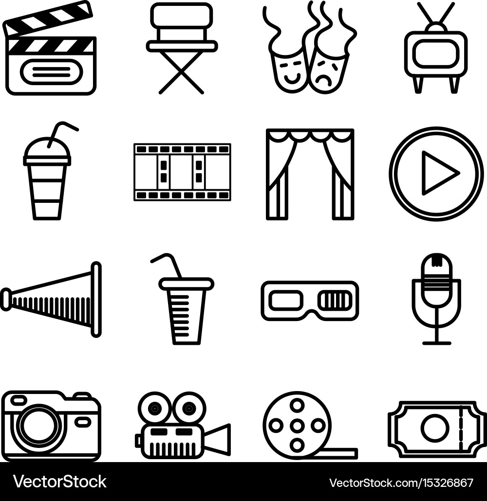 Movie Theater & Cinema Icons Vector Image