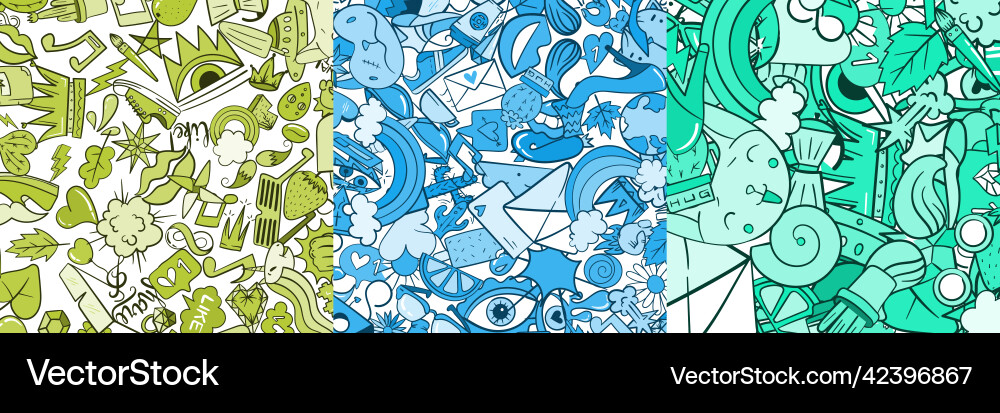 Set of three random elements background including vector image