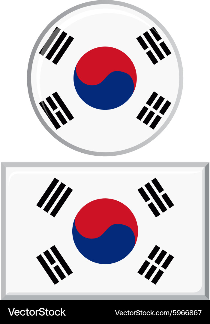 South Korea Flag Icon Set Vector Image