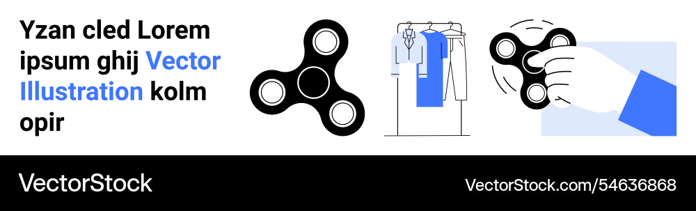 Fidget spinner usage instructions with hand Fidget spinner usage instructions with hand vector image