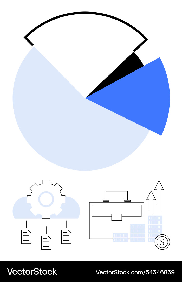 Business analytics pie chart with cloud computing Business analytics pie chart with cloud computing vector image