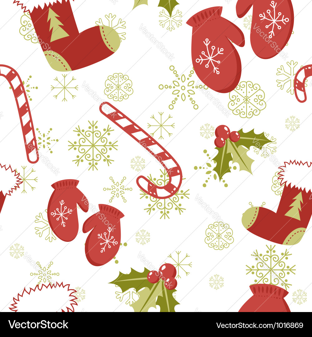Christmas Mittens Seamless Pattern Vector Image