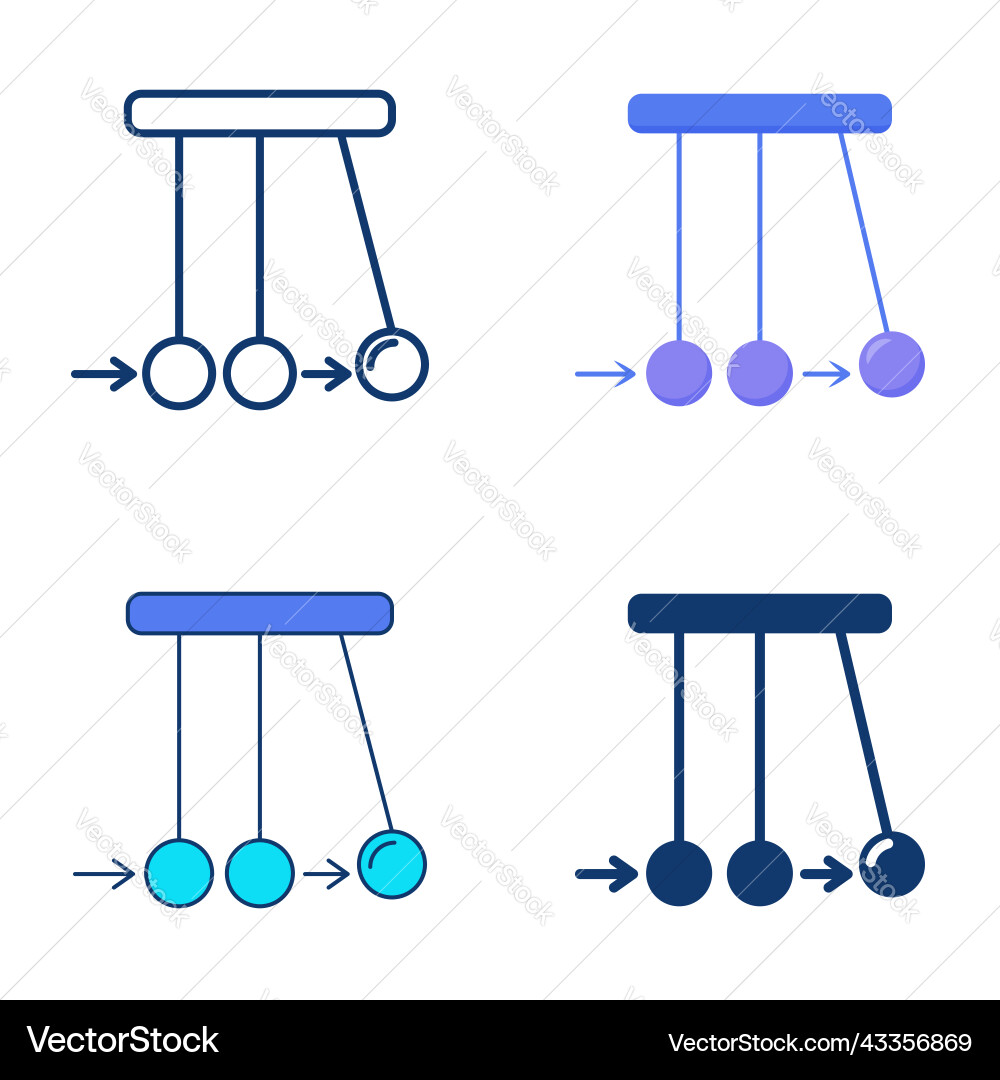 Newton cradle icon set in flat and line style Newton cradle icon set in flat and line style vector image