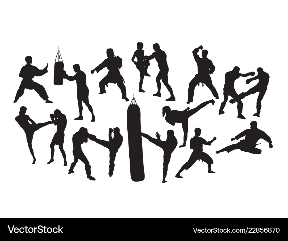 Boxing Silhouettes Vector Image