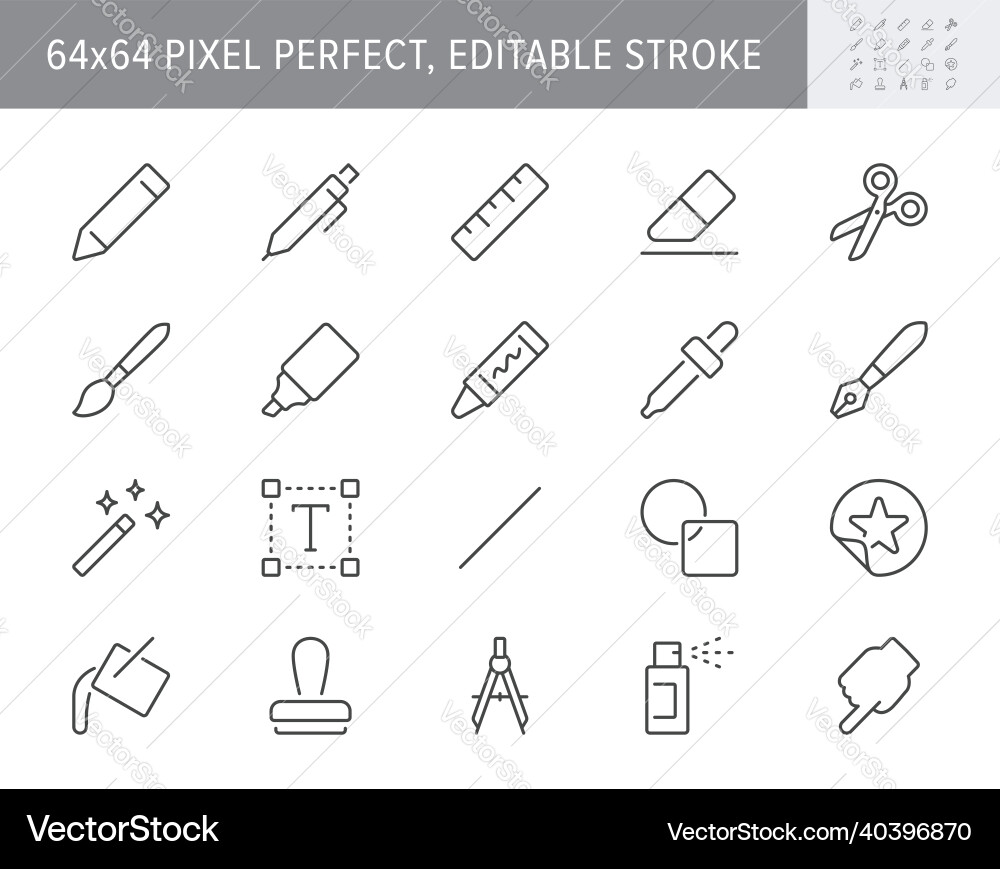 Drawing tool line icons Drawing tool line icons vector image