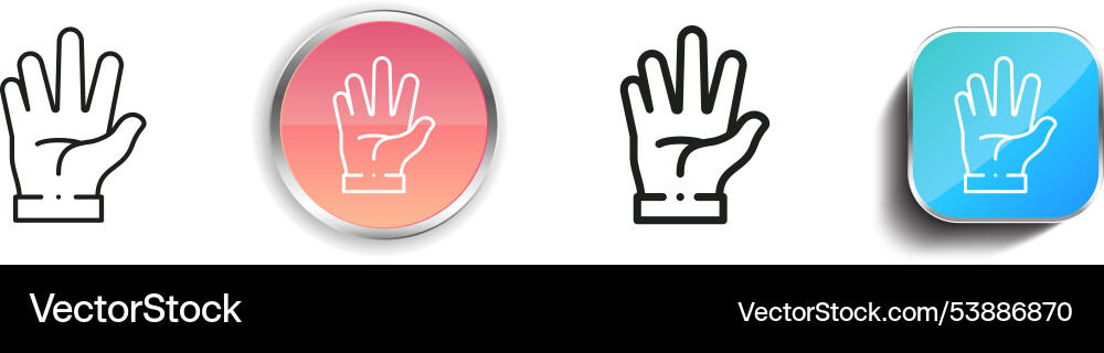 Five icon thin linear regular and button style vector image