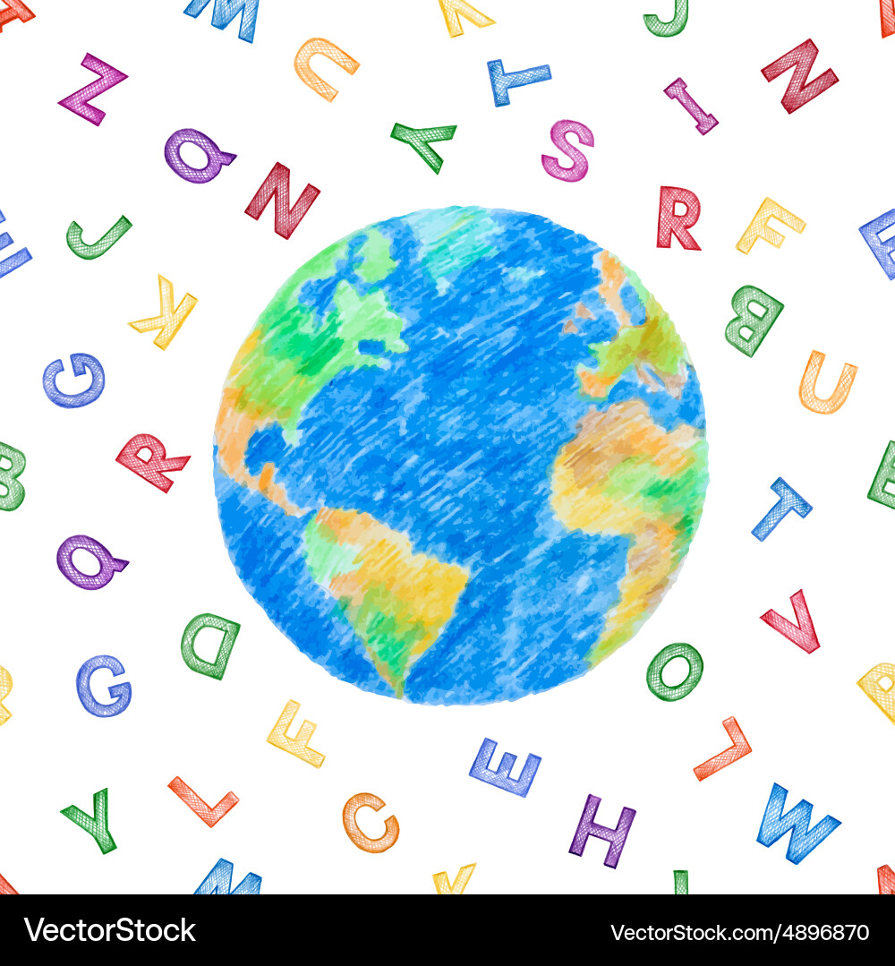 Globe and color alphabet Vector Image
