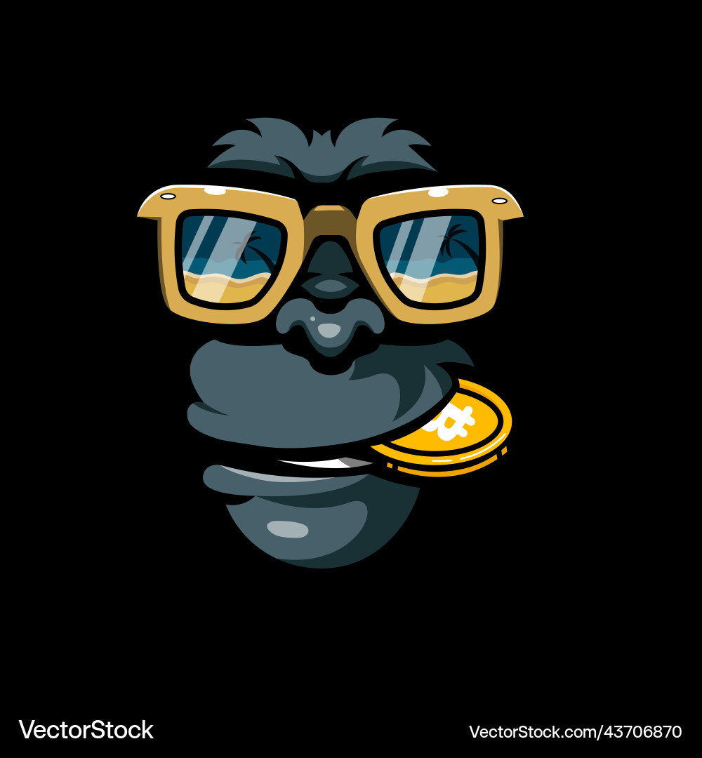 Gorilla with crypto currency – Royalty-Free Vector | VectorStock