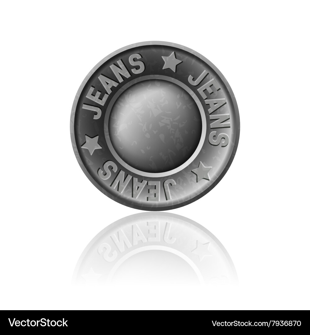 Gray metal button with inscription jeans Vector Image