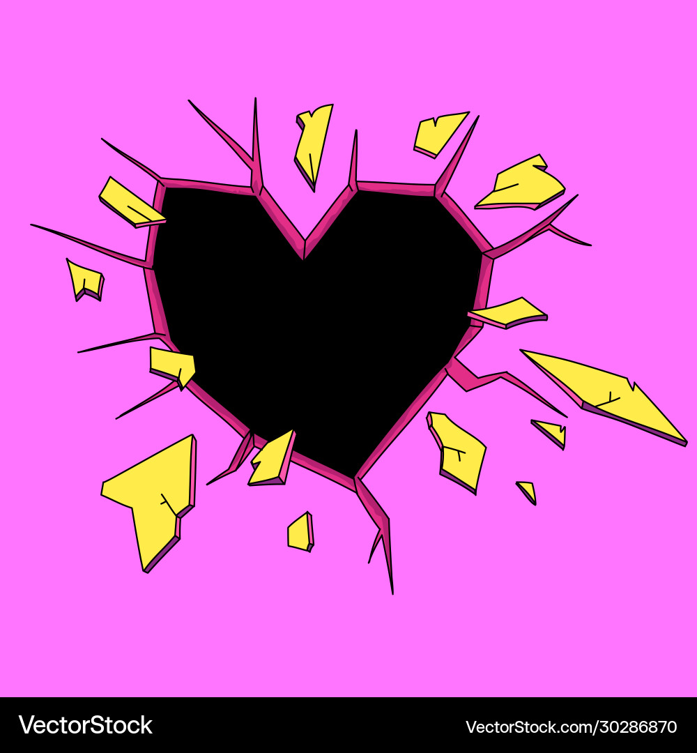 Hole in wal shape heartl comics vector image