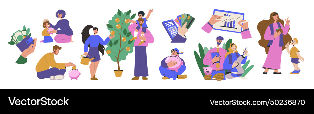 Kids money family house finance financial Kids money family house finance financial vector image