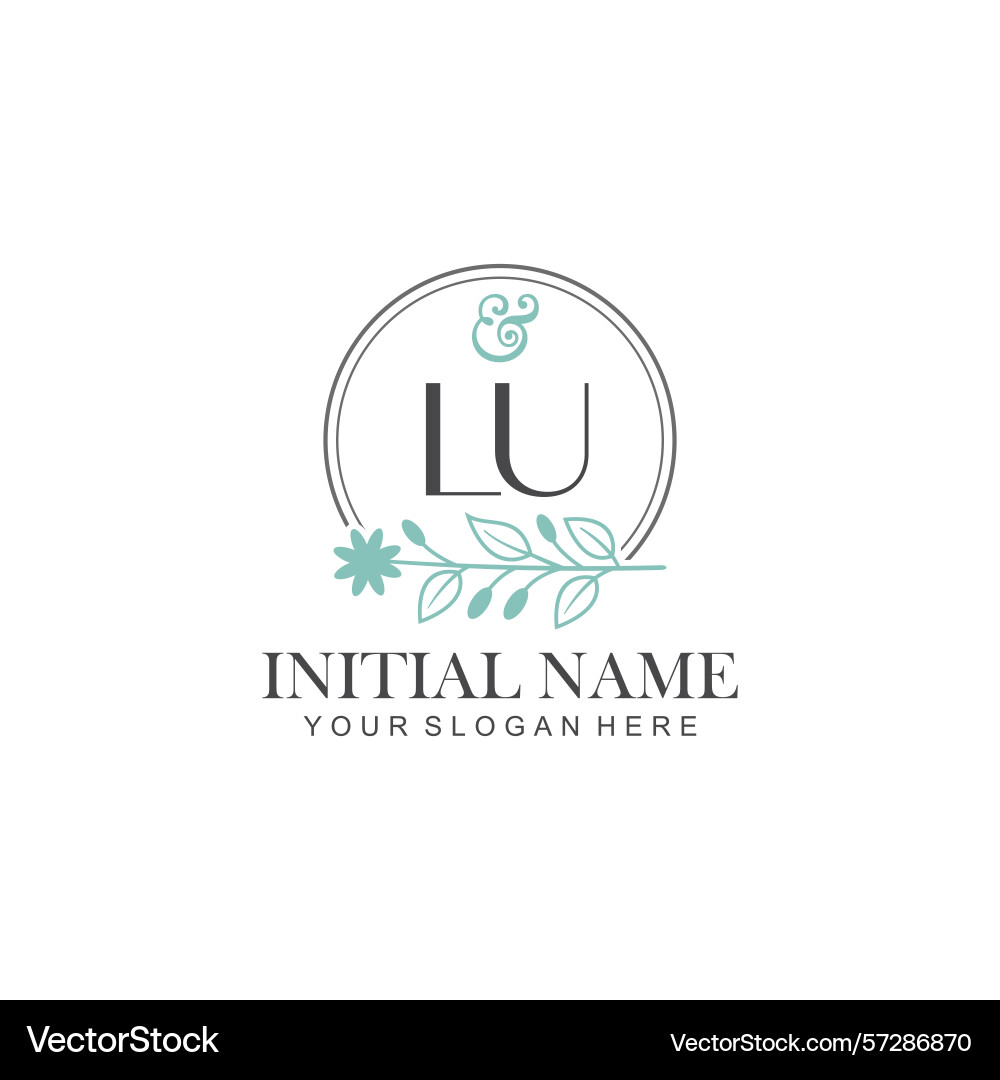 Lu initial logo templates with botanical elements Vector Image
