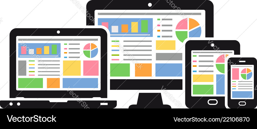 Responsive Web-Design auf verschiedenen Geräten Vektorbild