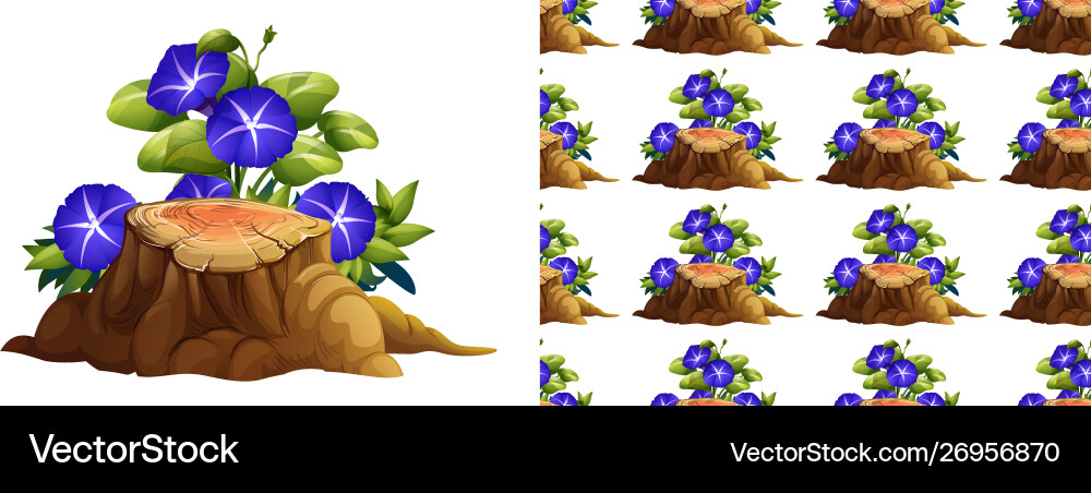 Seamless background design with morning glory Seamless background design with morning glory vector image