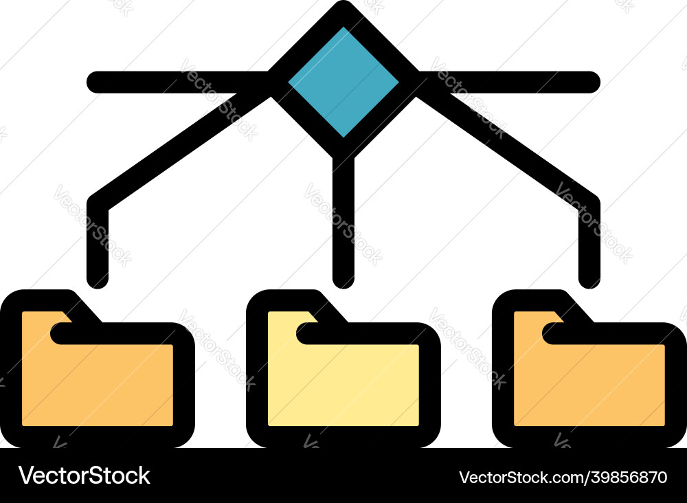 Server folders icon color outline vector image