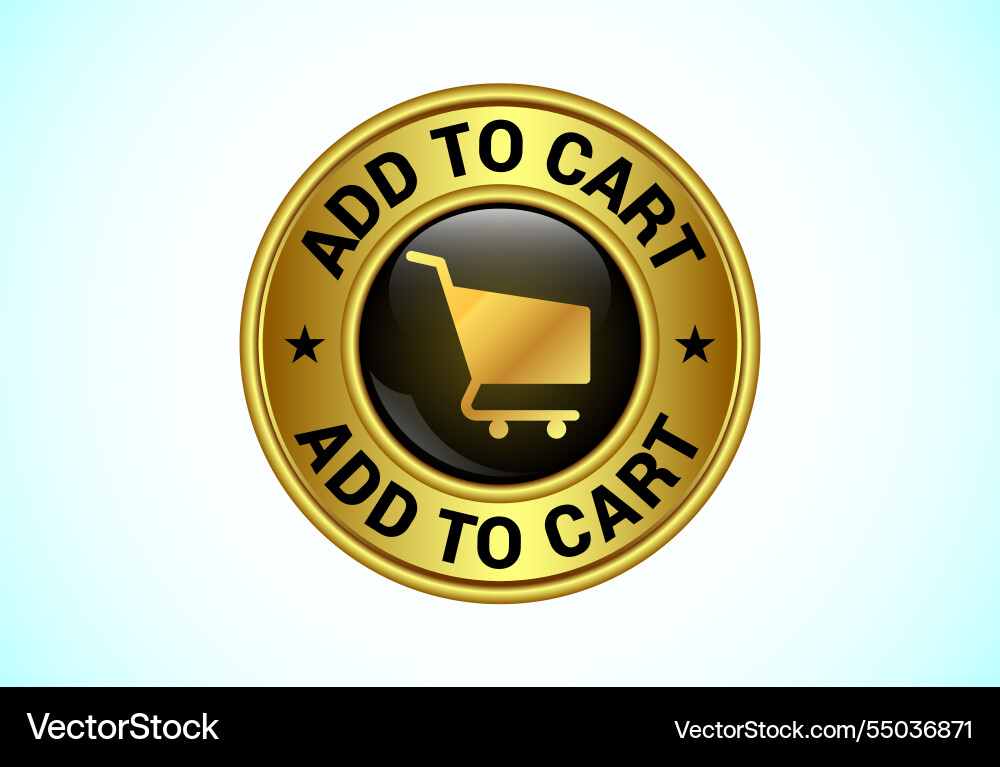 Add to cart button in gold color suitable Add to cart button in gold color suitable Vector Image